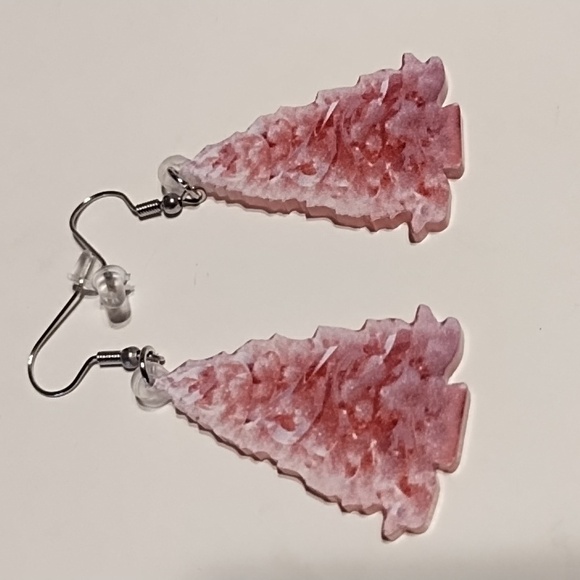 NWT Pink Christmas Tree Earrings - Picture 2 of 3
